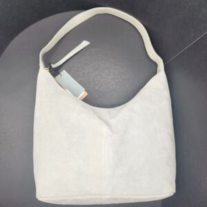 Margot Hobo Bag Light Blue High Hair Suede Gabi Maxi Pastel Boho Comfort New$160